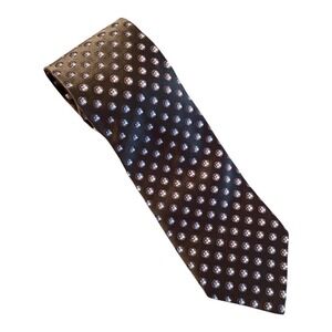 Ermenegildo Zegna Silk Tie Mens Brown Blue Geometric Medallion Italian Necktie